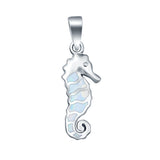 Seahorse Charm Pendant Lab Created Opal 925 Sterling Silver