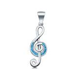 Musical Note Pendant Charm Lab Created Opal Solid 925 Sterling Silver