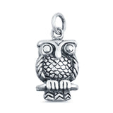 Sterling Silver Owl Charm Pendant, 19 mm