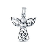 Filigree Angel Pendant Charm Solid 925 Sterling Silver