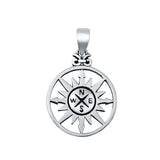 Sun & Compass Charm Pendant 925 Sterling Silver (16mm)