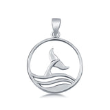 Sterling Silver Whale Tail Pendant Charm 925 Sterling Silver (23mm)