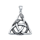 Celtic Snake Charm Pendant 925 Sterling Silver (24mm)