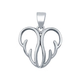 Heart Wings Pendant Heart Love Charm Pendant 925 Sterling Silver