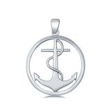 Anchor Pendant Charm Pendant Round 925 Sterling Silver
