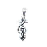 Treble Clef Cross Pendant Charm Fashion Jewelry 925 Sterling Silver