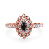 Art Deco Marquise Wedding Ring Simulated Cubic Zirconia 925 Sterling Silver