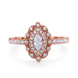 Art Deco Marquise Wedding Ring Simulated Cubic Zirconia 925 Sterling Silver