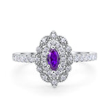 Art Deco Marquise Wedding Ring Simulated Cubic Zirconia 925 Sterling Silver