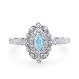 Art Deco Marquise Wedding Ring Simulated Cubic Zirconia 925 Sterling Silver