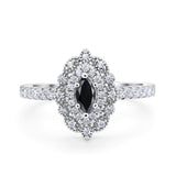 Art Deco Marquise Wedding Ring Simulated Cubic Zirconia 925 Sterling Silver