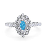 Art Deco Marquise Wedding Ring Simulated Cubic Zirconia 925 Sterling Silver