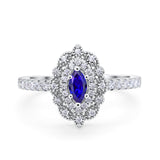 Art Deco Marquise Wedding Ring Simulated Cubic Zirconia 925 Sterling Silver
