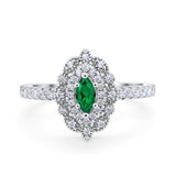 Art Deco Marquise Wedding Ring Simulated Cubic Zirconia 925 Sterling Silver