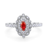 Art Deco Marquise Wedding Ring Simulated Cubic Zirconia 925 Sterling Silver
