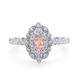 Art Deco Marquise Wedding Ring Simulated Cubic Zirconia 925 Sterling Silver