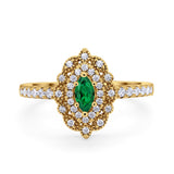 Art Deco Marquise Wedding Ring Simulated Cubic Zirconia 925 Sterling Silver