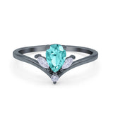 Art Deco Marquise Engagement Ring, Simulated CZ, 925 Silver
