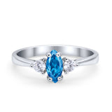 Three Stone Wedding Ring Simulated Cubic Zirconia 925 Sterling Silver