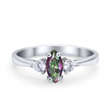 Three Stone Wedding Ring Simulated Cubic Zirconia 925 Sterling Silver