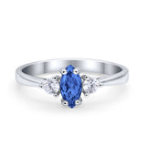 Three Stone Wedding Ring Simulated Cubic Zirconia 925 Sterling Silver