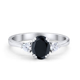 Three Stone Wedding Ring Oval Simulated Cubic Zirconia 925 Sterling Silver