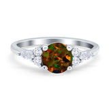 Art Deco Engagement Ring Round Simulated Cubic Zirconia 925 Sterling Silver
