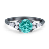 Art Deco Engagement Ring Round Simulated Cubic Zirconia 925 Sterling Silver