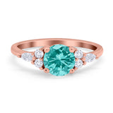 Art Deco Engagement Ring Round Simulated Cubic Zirconia 925 Sterling Silver