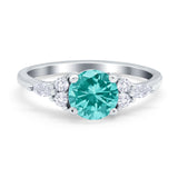 Art Deco Engagement Ring Round Simulated Cubic Zirconia 925 Sterling Silver