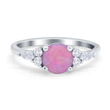 Art Deco Engagement Ring Round Simulated Cubic Zirconia 925 Sterling Silver