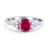 Art Deco Engagement Ring Round Simulated Cubic Zirconia 925 Sterling Silver