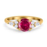 Art Deco Engagement Ring Round Simulated Cubic Zirconia 925 Sterling Silver