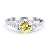 Art Deco Engagement Ring Round Simulated Cubic Zirconia 925 Sterling Silver