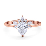 Art Deco Engagement Ring Pear Simulated Cubic Zirconia 925 Sterling Silver