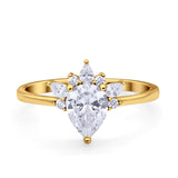 Art Deco Engagement Ring Pear Simulated Cubic Zirconia 925 Sterling Silver