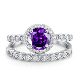 Art Deco Two Piece Wedding Ring Simulated Cubic Zirconia 925 Sterling Silver