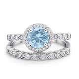 Art Deco Two Piece Wedding Ring Simulated Cubic Zirconia 925 Sterling Silver