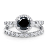 Art Deco Two Piece Wedding Ring Simulated Cubic Zirconia 925 Sterling Silver