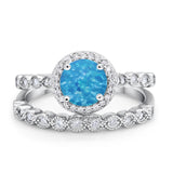 Art Deco Two Piece Wedding Ring Simulated Cubic Zirconia 925 Sterling Silver