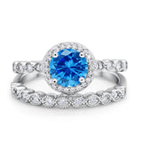 Art Deco Two Piece Wedding Ring Simulated Cubic Zirconia 925 Sterling Silver