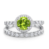 Art Deco Two Piece Wedding Ring Simulated Cubic Zirconia 925 Sterling Silver