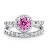 Art Deco Two Piece Wedding Ring Simulated Cubic Zirconia 925 Sterling Silver