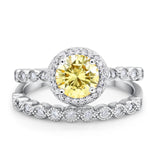 Art Deco Two Piece Wedding Ring Simulated Cubic Zirconia 925 Sterling Silver