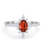 Vintage Oval Halo Wedding Ring Simulated Cubic Zirconia 925 Sterling Silver