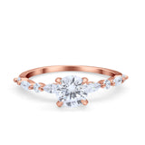 Art Deco Solitaire Wedding Ring Simulated Cubic Zirconia 925 Sterling Silver