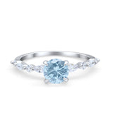 Art Deco Solitaire Wedding Ring Simulated Cubic Zirconia 925 Sterling Silver