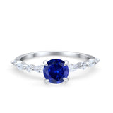 Art Deco Solitaire Wedding Ring Simulated Cubic Zirconia 925 Sterling Silver