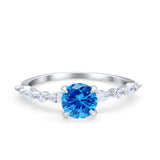Art Deco Solitaire Wedding Ring Simulated Cubic Zirconia 925 Sterling Silver