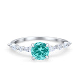 Art Deco Solitaire Wedding Ring Simulated Cubic Zirconia 925 Sterling Silver